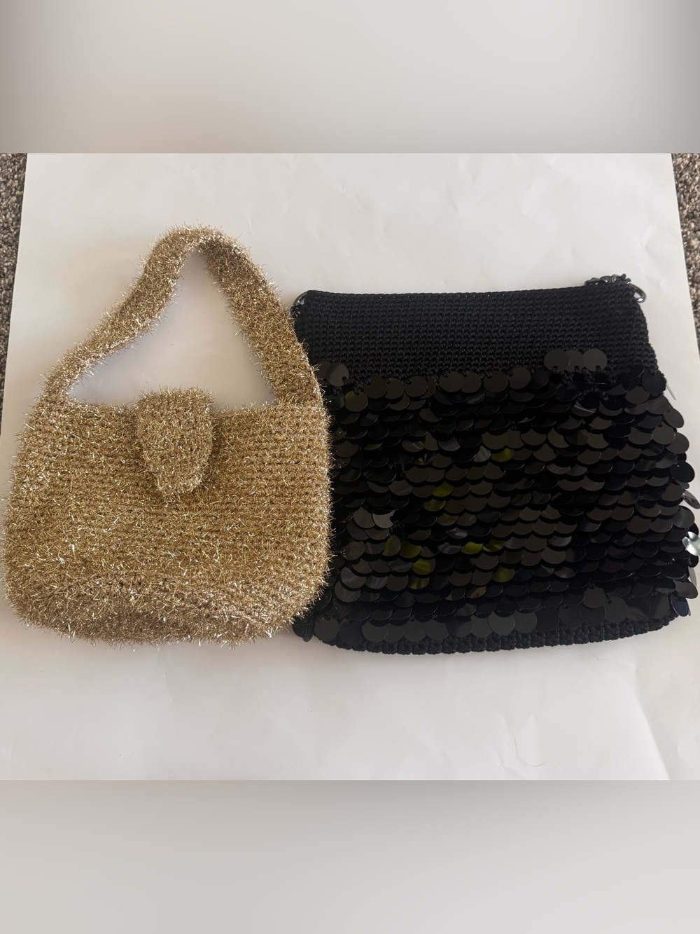 Gold Sparkle Knit Clutch with Textured Shine